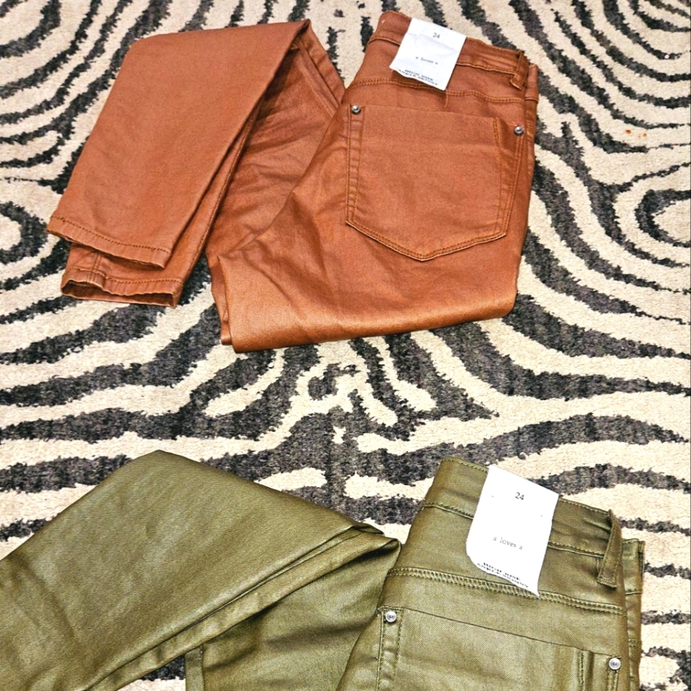 NWT  a loves a High Rise Skinny Coated Denim, 24